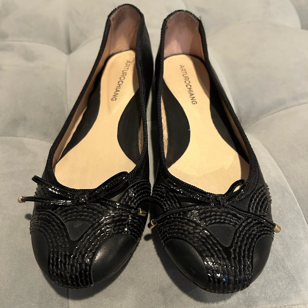 Arturo Chiang Black Ballet Flat Shoes 6 M